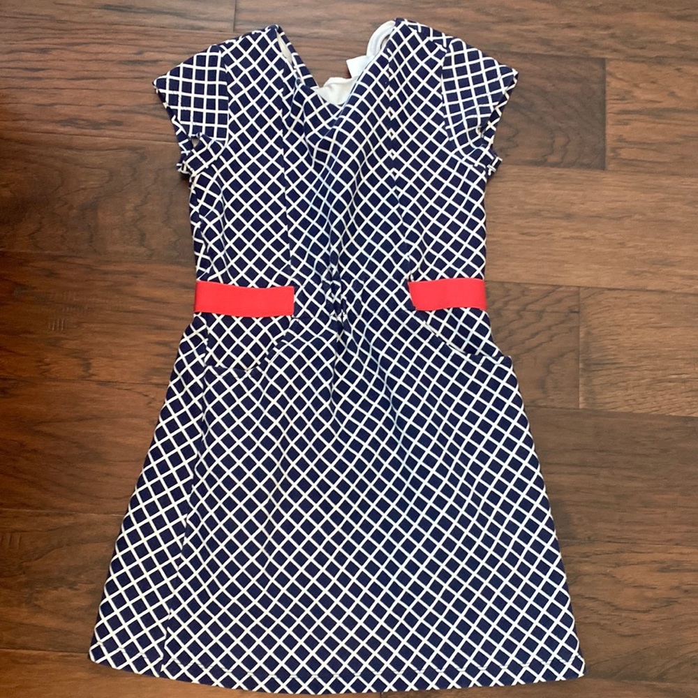 Gymboree size 8, navy white, and coral dress